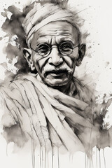 Illustration of Mohandas Karamchand Gandhi or Mahatma Gandhi