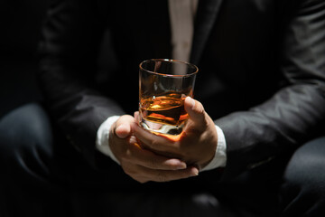 Celebrate whiskey a friendly party in restaurant.