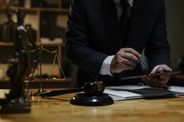 Male lawyer or judge consult having team meeting with client, Law and Legal services concept..