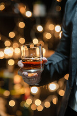 Celebrate whiskey a friendly party in restaurant.