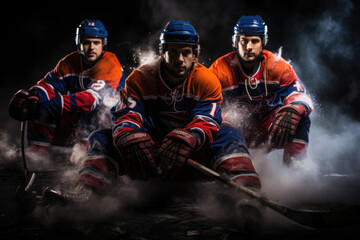 Hockey team on black background