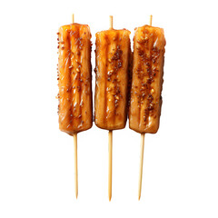 skewered barbecue meat isolated on transparent background ,generative ai