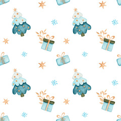 Watercolor Christmas seamless pattern
