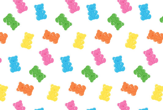seamless pattern with colorful gummy bears for banners, cards, flyers, social media wallpapers, etc.