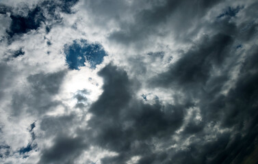 Dark and dramatic storm clouds on the sky