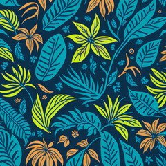 Fototapeta premium Celebrate the vibrant spirit of the Aloha State with a colorful and whimsical pattern that captures the essence of Hawaii, from the lush green foliage to the bright blue waters generative AI