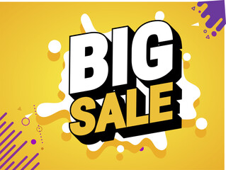 Design of square vector banner with rounded corners on the leg for mega big sales. Yellow tag templates with special offers for purchase, strokes and elements.