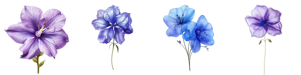   Balloon Flower Hyperrealistic Highly Detailed Isolated On Plain White Background