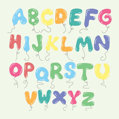 Set of Doodle Balloons Alphabet Collection