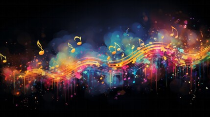 Abstract Music Wave.
Abstract design of music notes flowing in a colourful wave, representing rhythm and motion. - obrazy, fototapety, plakaty