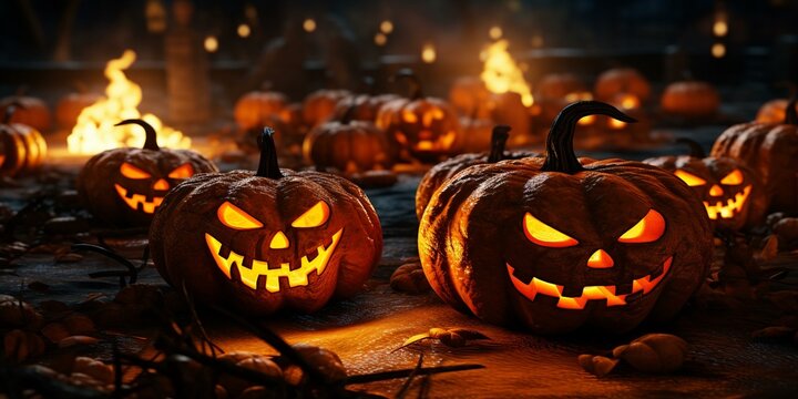 halloween pumkins jack-o-lanterns background cinematic