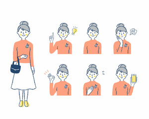 女性の表情　バリエーションセット