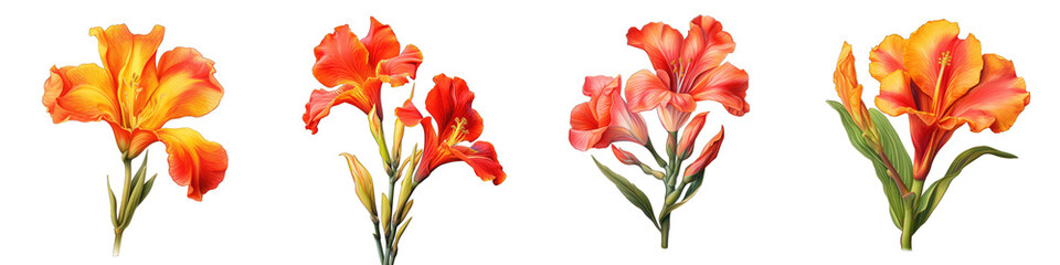 Canna Lily  Flower Hyperrealistic Highly Detailed Isolated On Plain White Background - obrazy, fototapety, plakaty