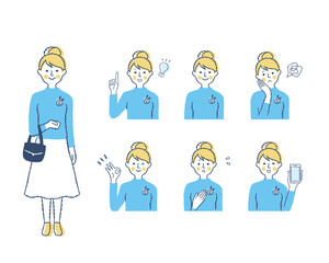 女性の表情　バリエーションセット