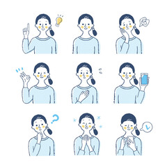 女性の表情　バリエーションセット