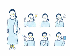 女性の表情　バリエーションセット