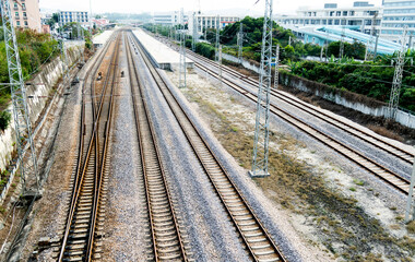 Naklejka premium High angle view of old railway