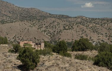 Weathered shack in Cerrillos Hills near Madrid