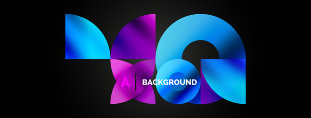 Abstract round geometric shapes with gradients. Concept for creative technology, digital art, social communication, and modern science. Ideal for posters, covers, banners, brochures, and websites