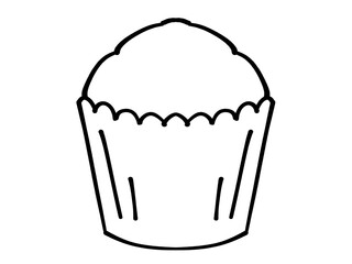 カップに入ったカップケーキマフィンのイラスト素材　線画