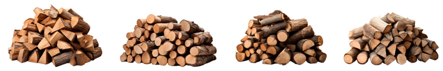 Firewood isolated on transparent PNG background, Generative Ai