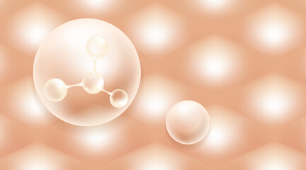 Probiotic and Hyaluronic acid skin solutions ad, white collagen, and vitamin serum drops with cosmetic advertising background ready to use illustration vector.