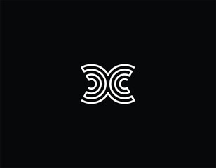 Letter C or CC or DC Or X butterfly logo design illustration with black background. 