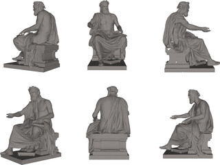 Sketch vector illustration design of old classic statue vintage greek roman poet king - obrazy, fototapety, plakaty