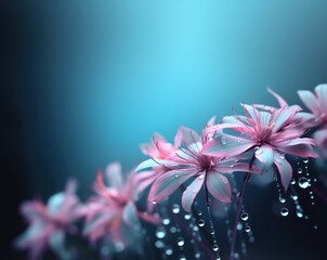 Delicate flowers with huge drops of dew for your greeting card