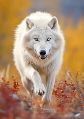 Nature&rsquo;s Grace: A White Wolf in a Golden Forest
