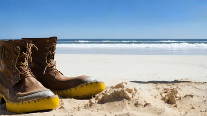 Naklejka premium boots on the beach