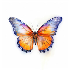 Ethereal Beauty: An Illustration of a Butterfly in Flight,butterfly isolated on white background,Butterfly Colorful Watercolor Illustration