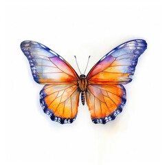 Fototapeta premium Ethereal Beauty: An Illustration of a Butterfly in Flight,butterfly isolated on white background,Butterfly Colorful Watercolor Illustration
