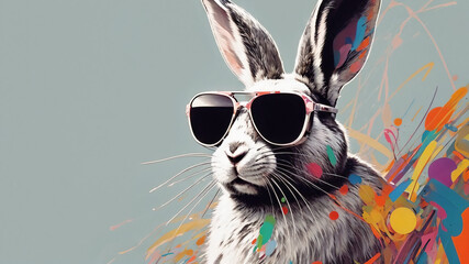 easter bunny with sunglasses, abstract art