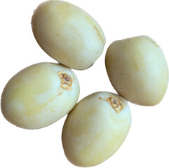 light yellow fruit date palm isolated on white background, four fruits, plant in Thailand