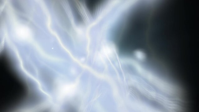 Vibrating strings appearing and disappearing with particles being born and vanishing.