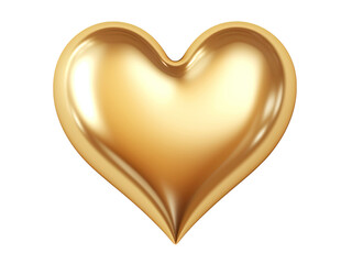 Golden heart isolated on transparent background