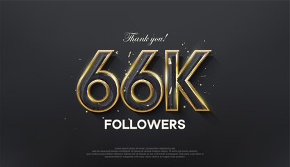 Golden line thank you 66k followers, with a luxurious and elegant gold color.