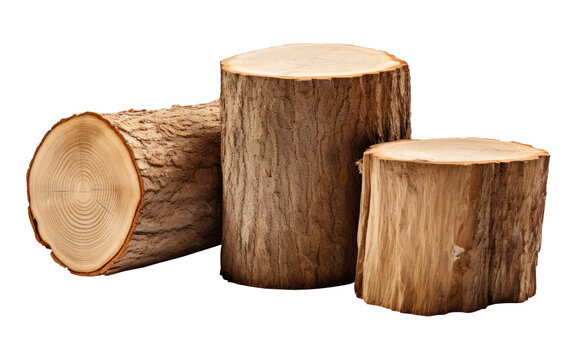 Cutted tree trunks isolated on transparent background
