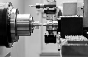 Close up of CNC milling machine metal detail