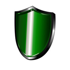 3d green metal protective shield icon