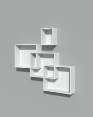 3D design white box wall shelf