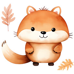 Naklejka premium Single light orange smile Autumn Animal illustration