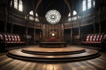 Empty church pulpit or altar, signifying a moment of reflection and spirituality, Generative AI