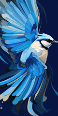 Blue Jay in Flight: A Digital Art Depiction,blue bird