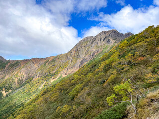 八ヶ岳　阿弥陀岳登山道から見る赤岳