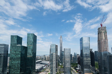 Fototapeta premium Skyscrapers and unfinished building in the city