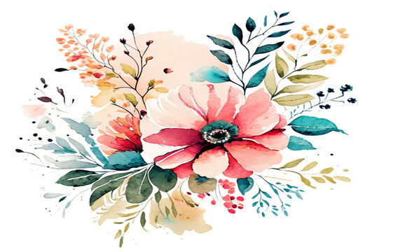 floral background watercolor, Generative AI	