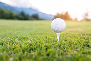 Close up of golf ball on tee