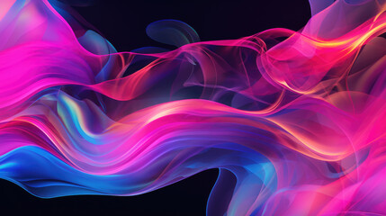 Wispy Smoke Wave of Neon Pink and Purple Movement, Generative AI
